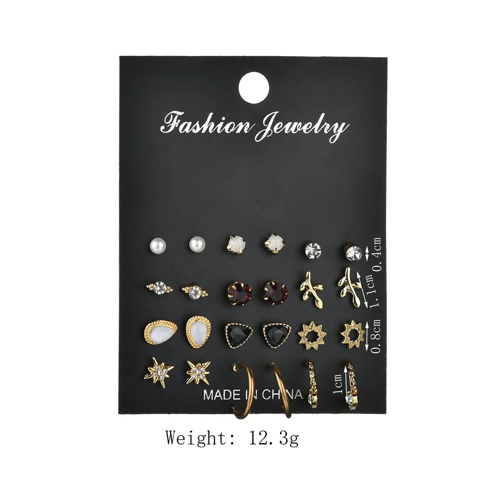 one card earrings simple joker personality diamond pearl combination earrings with good price