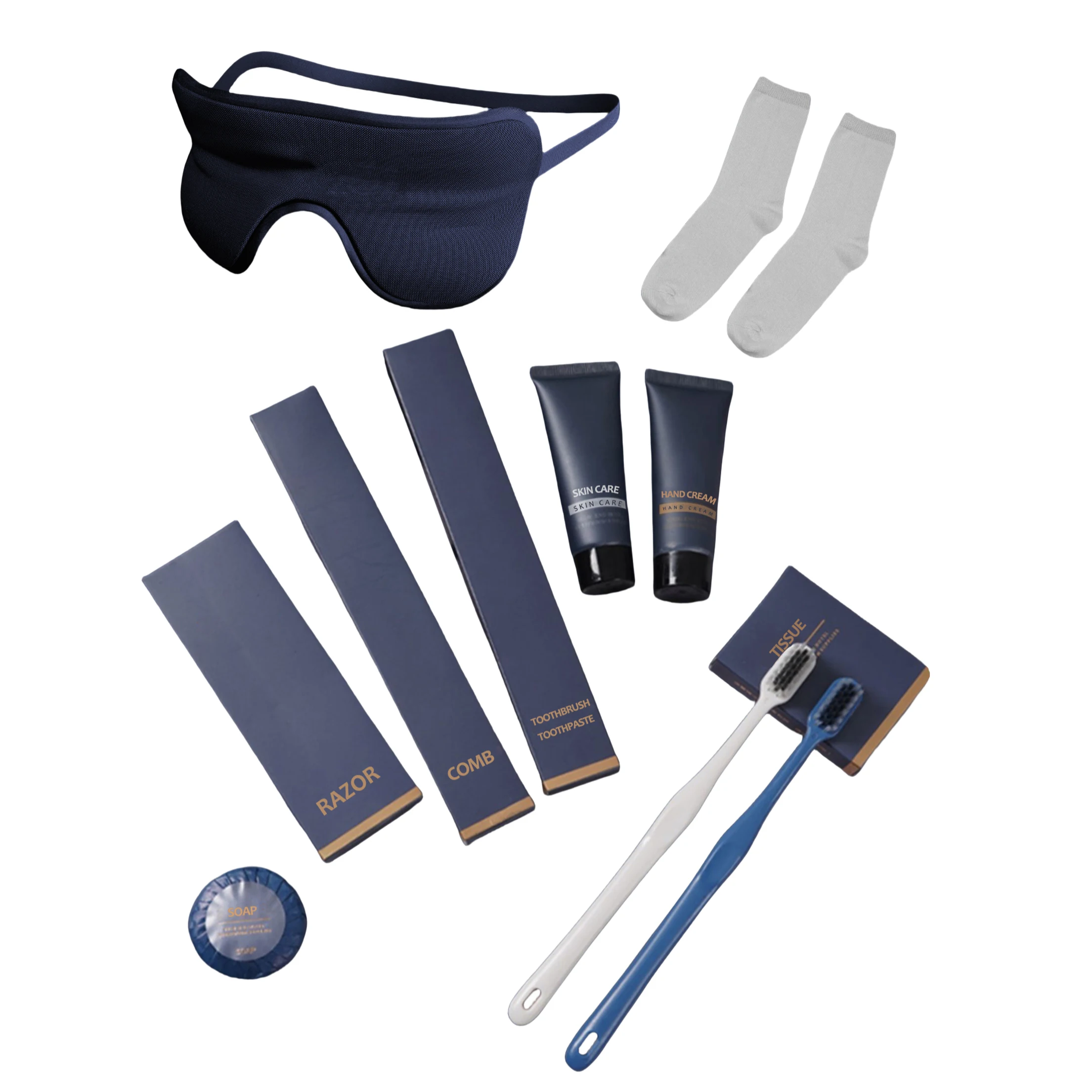 Sustainable hotel hygiene kit with biodegradable shaving essentials and customized dental products eco-friendly