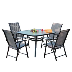 Набор уличной садовой мебели, складной обеденный стол, квадратный стол, 4 места, Складной садовый стол для патио, 5 шт.