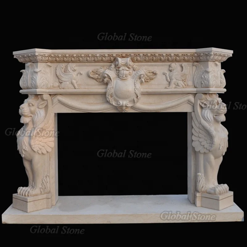 Fancy Wholesale Natural Stone Carved Marble Carving Fireplace