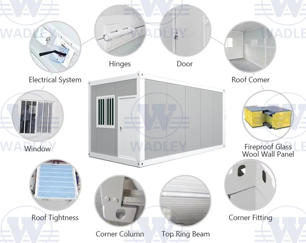 Fast Install Anti Seismic 20ft Sea Shipping Container House Villa Tiny Homes Prefab House Double Wing Folding House