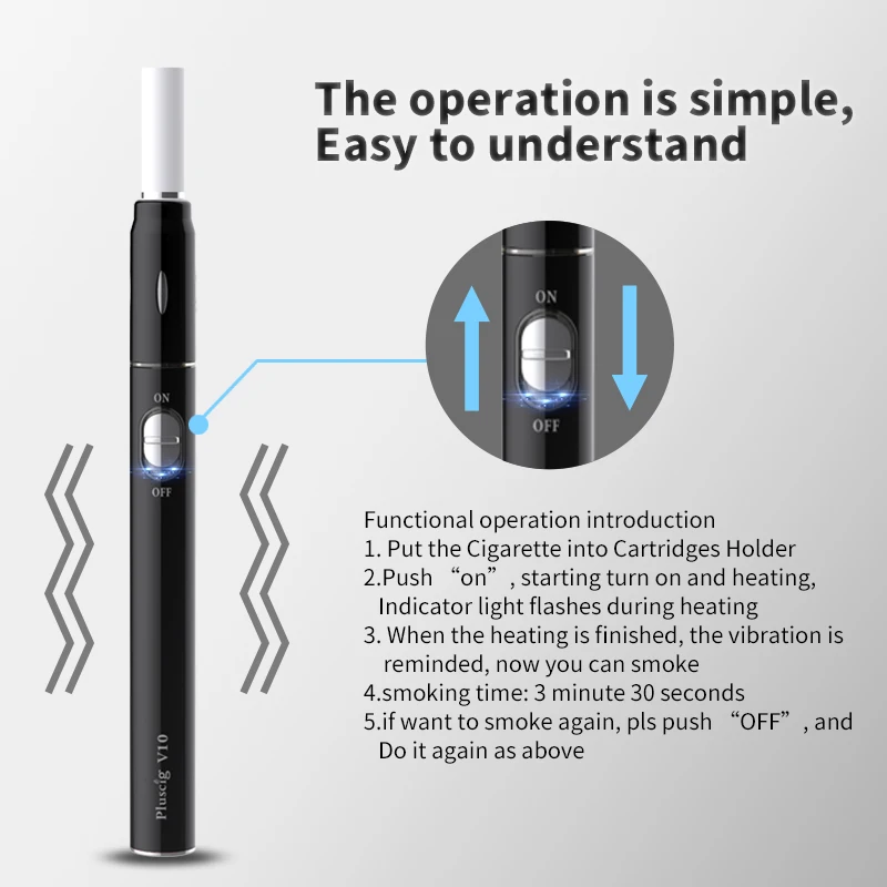  Китай оптовая продажа электронная сигарета Pluscig V10 900 мАч Быстрое нагревание электронные