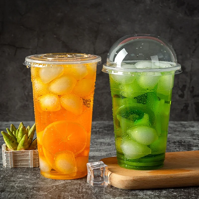 Custom logo 12oz 14oz 16oz 20oz 24oz disposable rpet/pet plastic cups clear beverage coffee cups