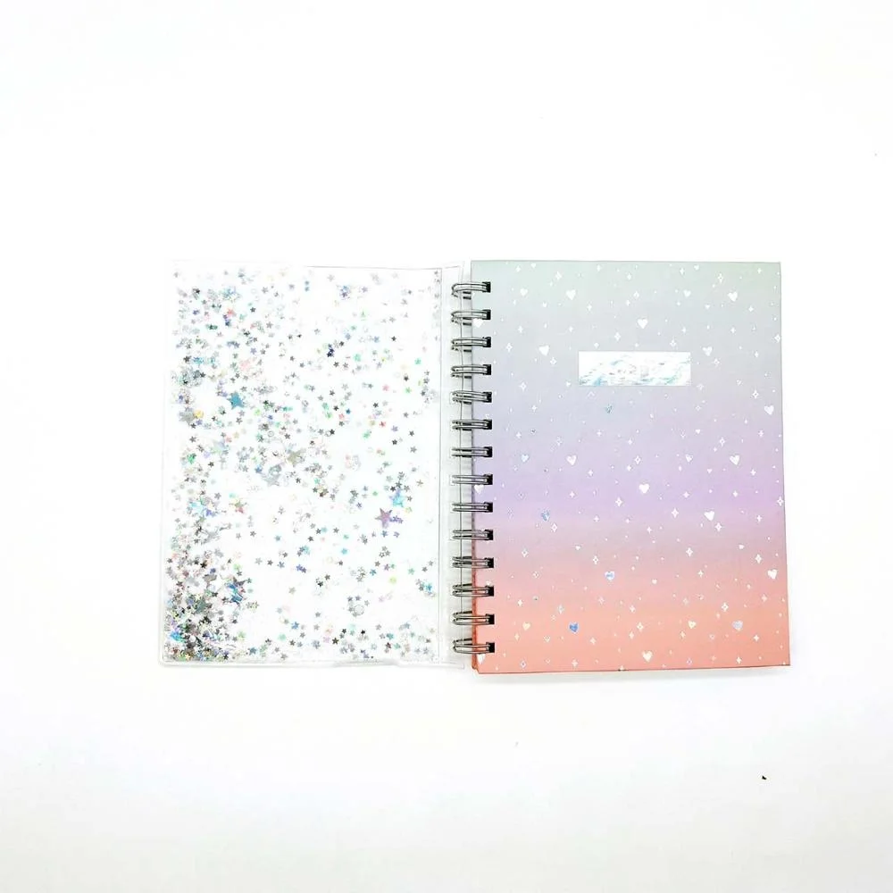 Customized design spiral PVC cover liquid notebook