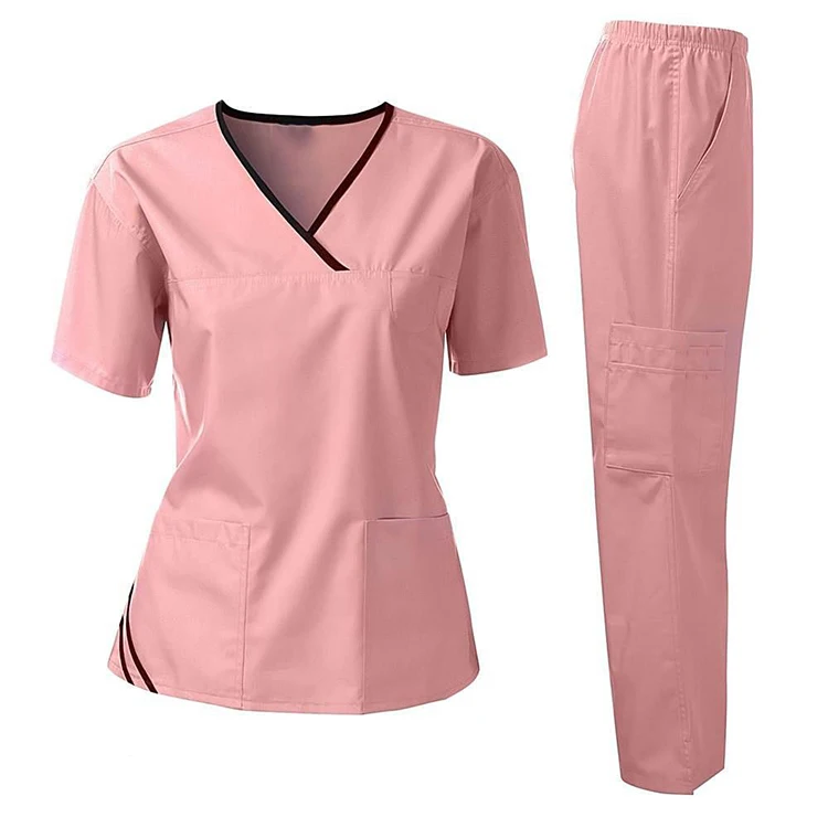Wholesale Hospital Uniforms Medical Nursing Scrubs Uniform Short Sleeve Elasticity Uniforms Women Nurse Scrubs Sets Woven