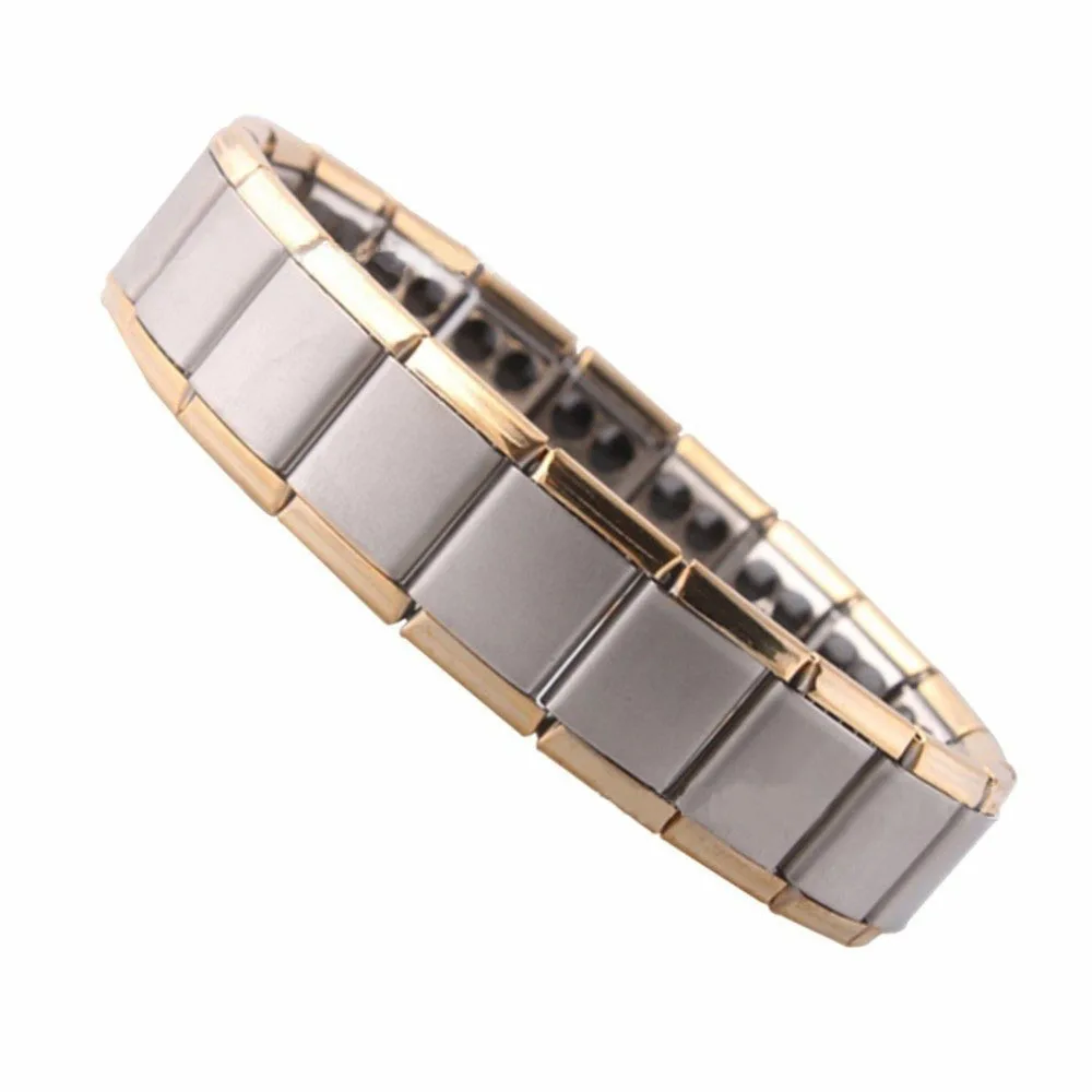 Steel Metal Bracelet Men Jewelry Health Germanium Magnet Bracelets Wristband Adjustable Bangle Elastic High Quality Customized