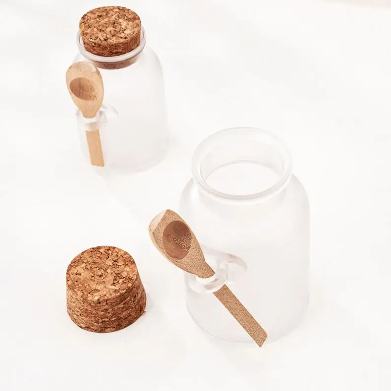 Round Shape Bath Salt Bottle With Wooden Lid And Spoon ABS Bath Salt Packaging BSJ-030Z