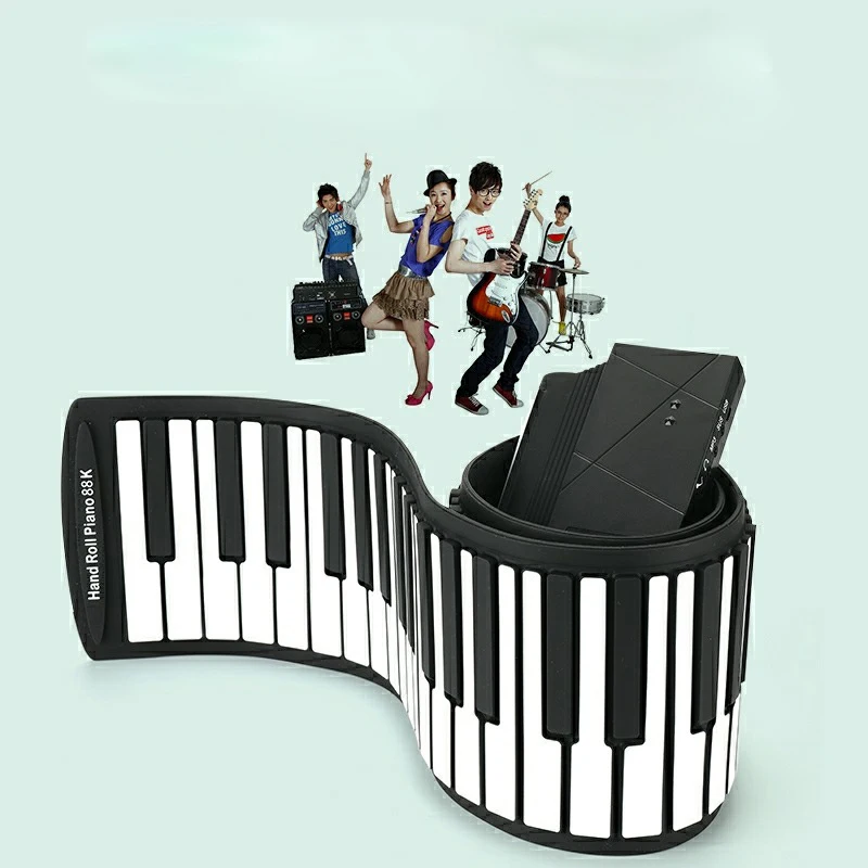 2021 новый музыкальный инструмент Детский водонепроницаемый Электрический рулон пианино из натурального силикона для дошкольного образования