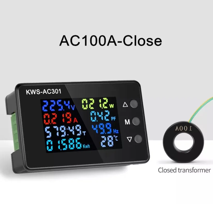 KWS-AC301 ваттметр мощность вольтметр переменного тока в 50-300V напряжение 50-60 Гц Мощность анализаторов светодиодная метр