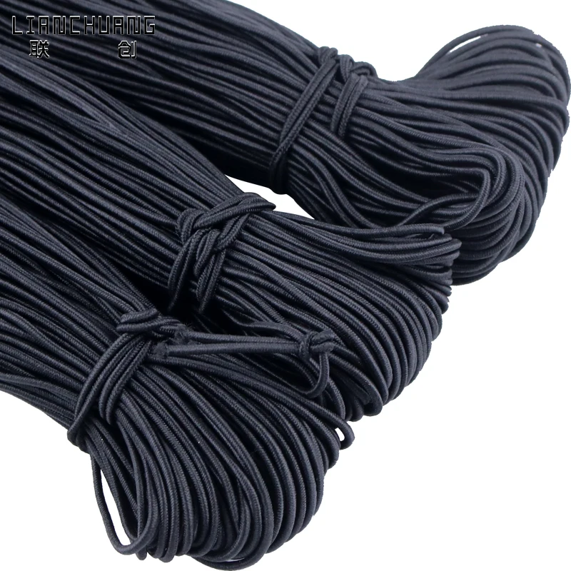 Factory Wholesale1mm 1.5mm 2mm 3mm color Polyester/ nylon  Round rubber elastic bungee cord string braided elastic  ccord