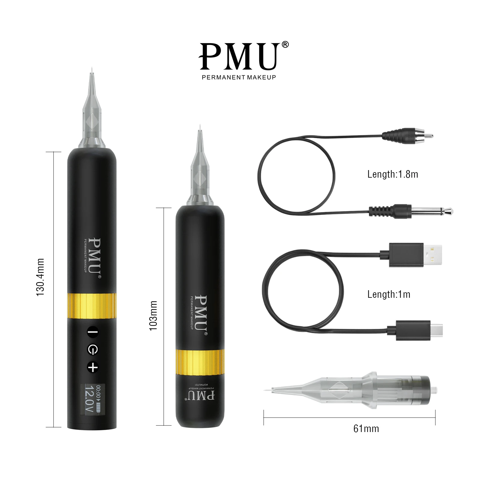 Super Quality Black Gold 701 Model PMU Rotary Tattoo Machine Wireless Permanent Makeup