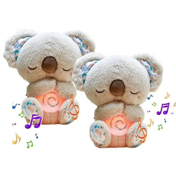 Breathing koala Sleep Plush Toy Playmate Baby Plush Toy with Light Sound Newborn Sensory Comfortable Baby Birthday Gift