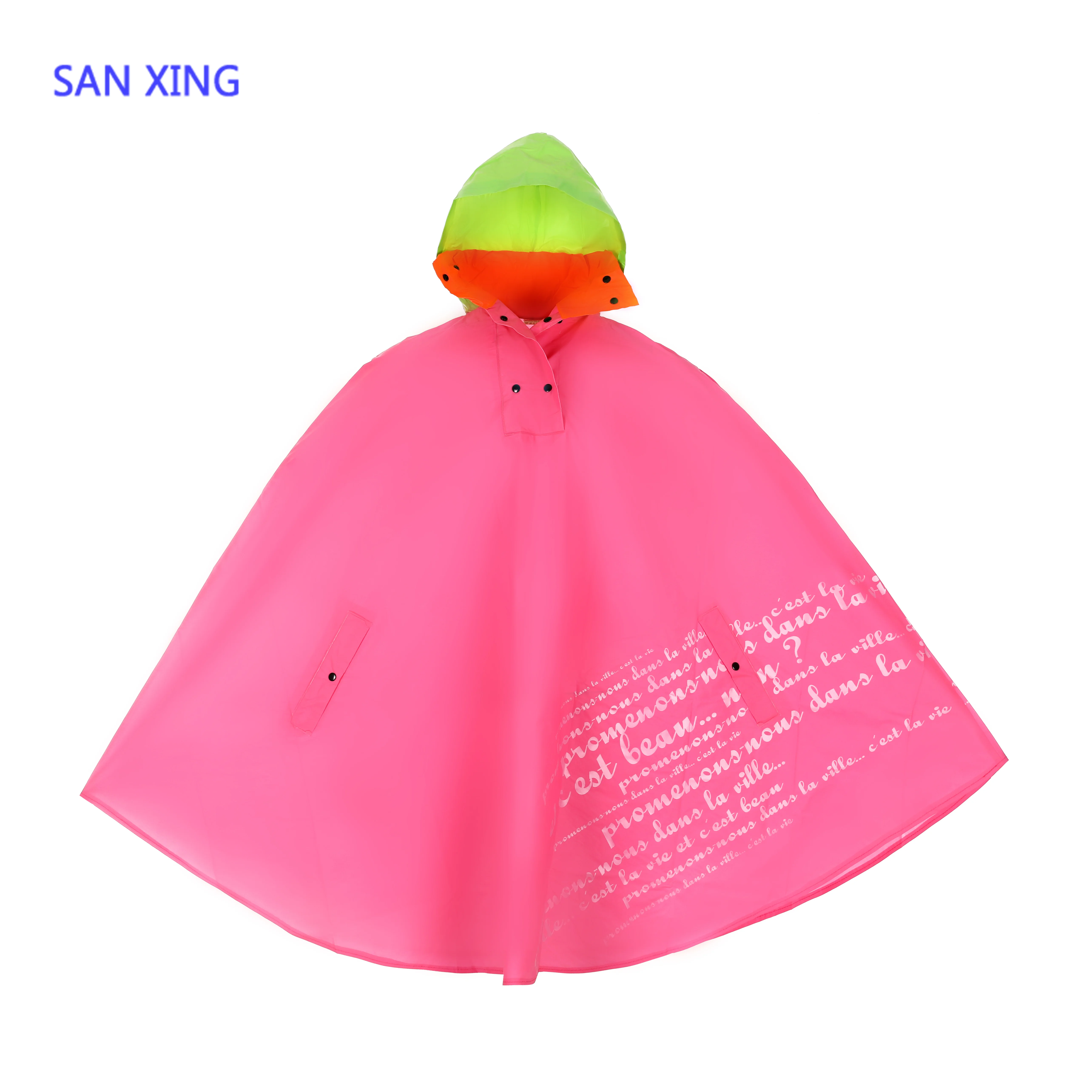 igh quality customized logo printed long reusable waterproof polyester PVC raincoat