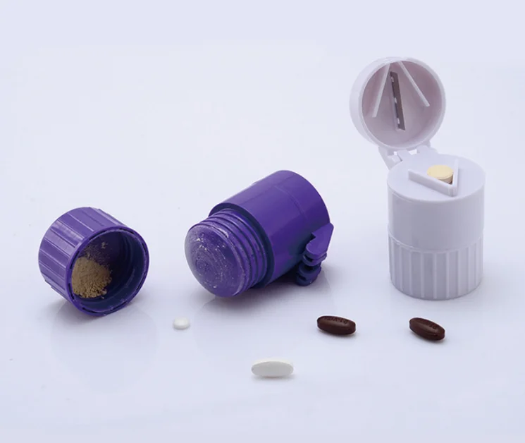 multi 4 in 1 Pill Tablet Cutter Grinder Box Water Bottle cup Drug pill crusher Box case Storage custom logo
