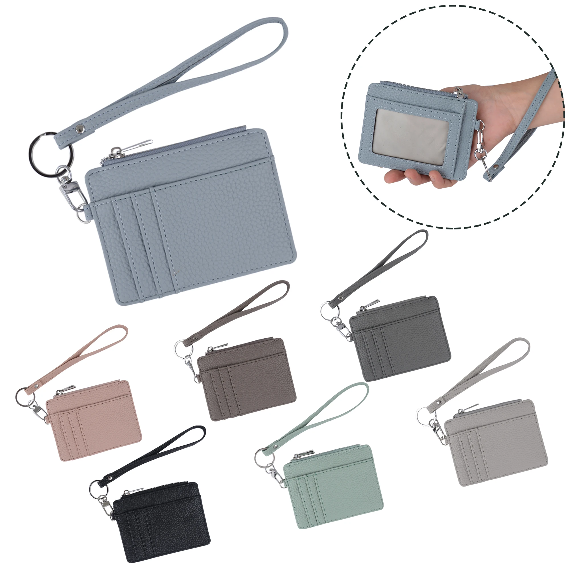 RFID Blocking Keychain Wallet Lightweight Wristlet Coin Purse Credit Card Holder Zip ID Case For Women And Men