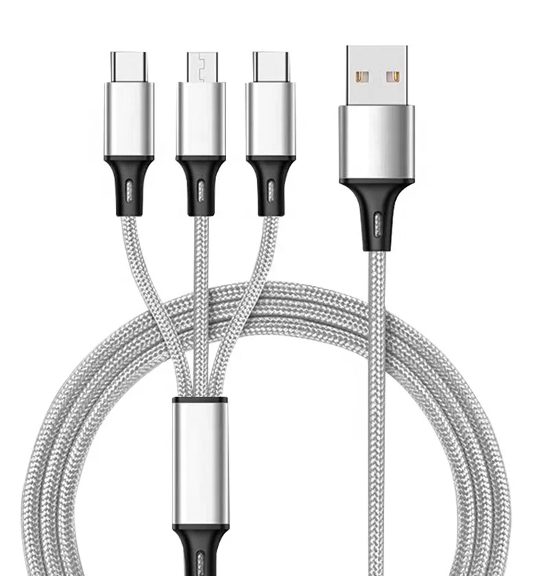 
 Cantell плетеный 3 в 1 micro usb зарядный кабель Тип c Быстрый cheger кабель  