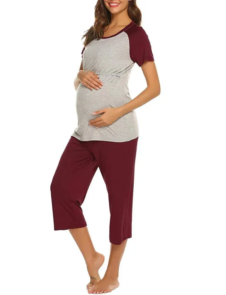 Mom breastfeeding maternity pregnant woman Sweet Mommy pregnant clothes and Nursing Layered  jogger set for women