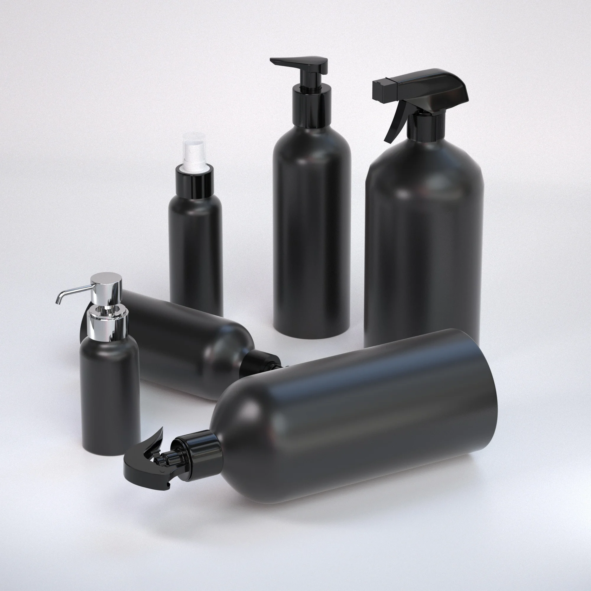 250 мл 500 мл 750 мл 1000 мл матовая черная упаковка спрей бутылки для шампуня жидкая алюминиевая бутылка для воды Лосьон масло