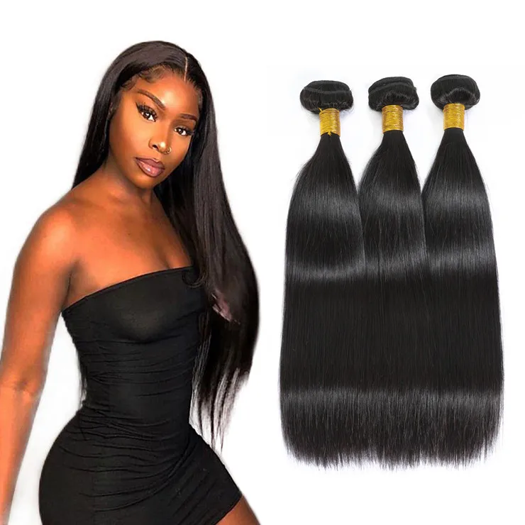 Pure Natural Virgin Peruvian Brazilian Bone Straight Hair Bundles With Closure, Free Sample Human Hair Vendors