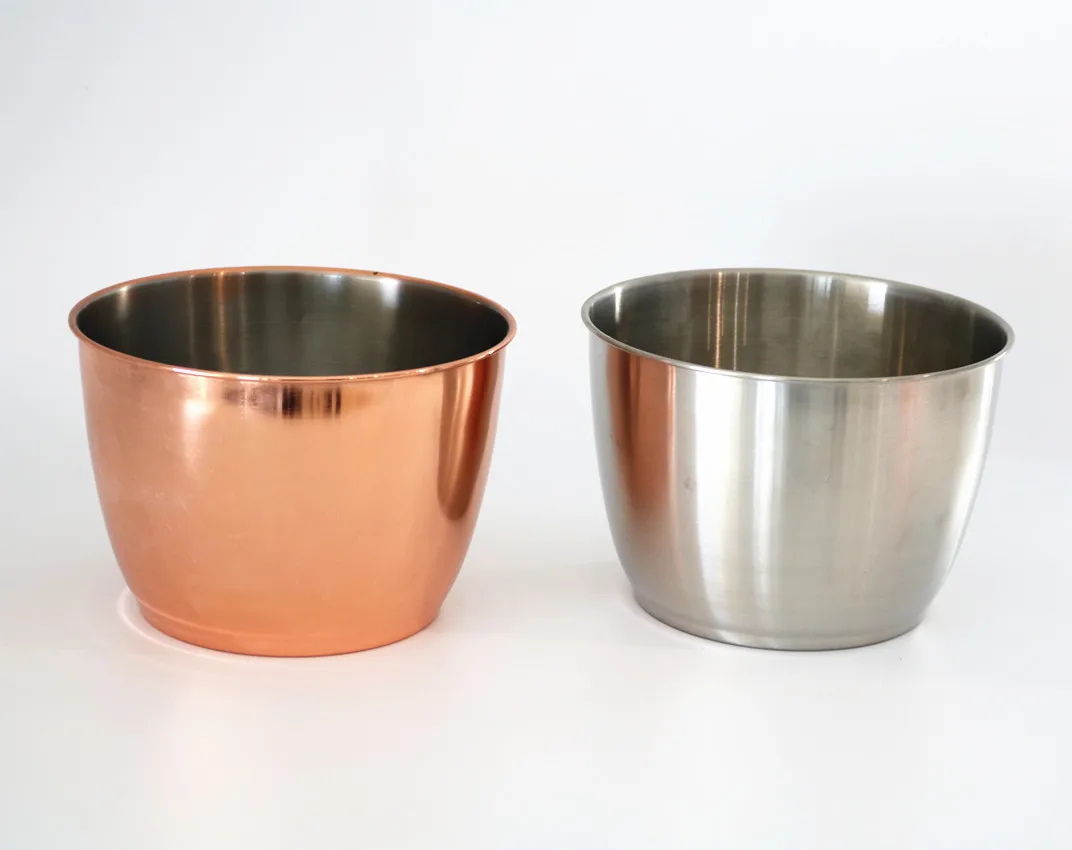 New unique metal restaurant cook tool stainless steel cookware sets mixing copper egg bowl for cake with color coated