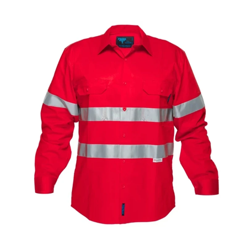 100% Cotton Hi Vis Vented Shirts with Reflective Tape