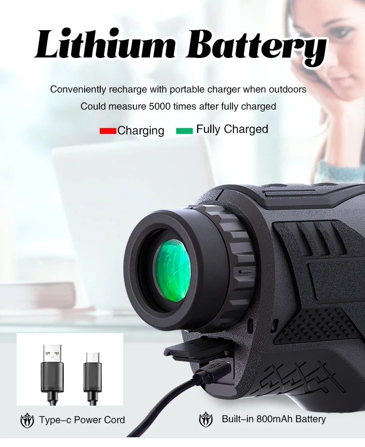 8X magnification laser rangefinder with softer rubber body sweat resistant range finder for golf sport rangefinder