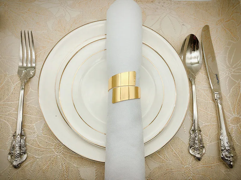 Wholesale Cheap Napkin Rings Silver Round Napkin Ring Holder Stainless Steel Mirrored Metal Napkin Rings HWM07