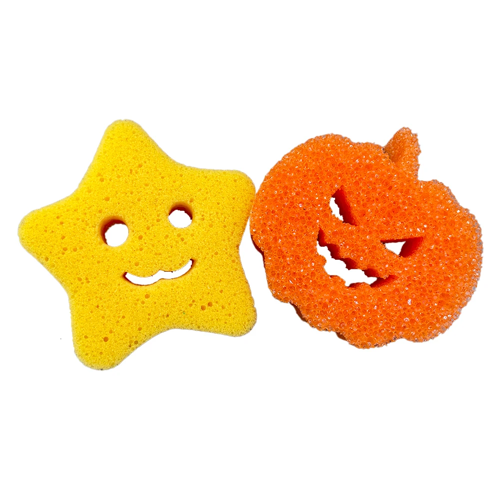 Kitchen Scrubber Dish Washing Sponge Cleaning Happy Smile Face Cleaning Cloth Temperature-Sensitive Sponge