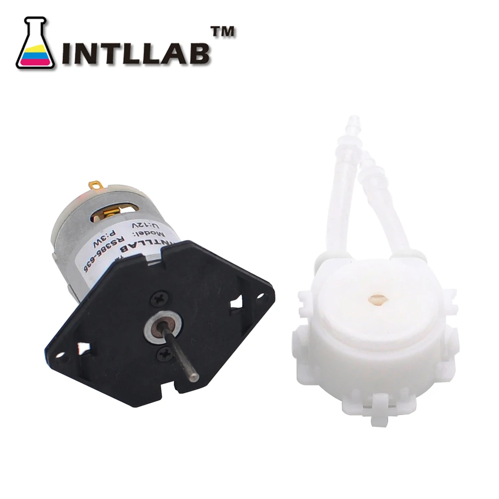 INTLLAB 12V DC pumps DIY Peristaltic Liquid Pump Dosing Pump 2~17ml/min for Aquarium Water Lab Analytical