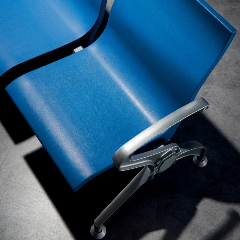 Aluminum alloy hands and feet 5 seats reception chair, light blue airport chair, hospital polyurethane (PU) waiting chair