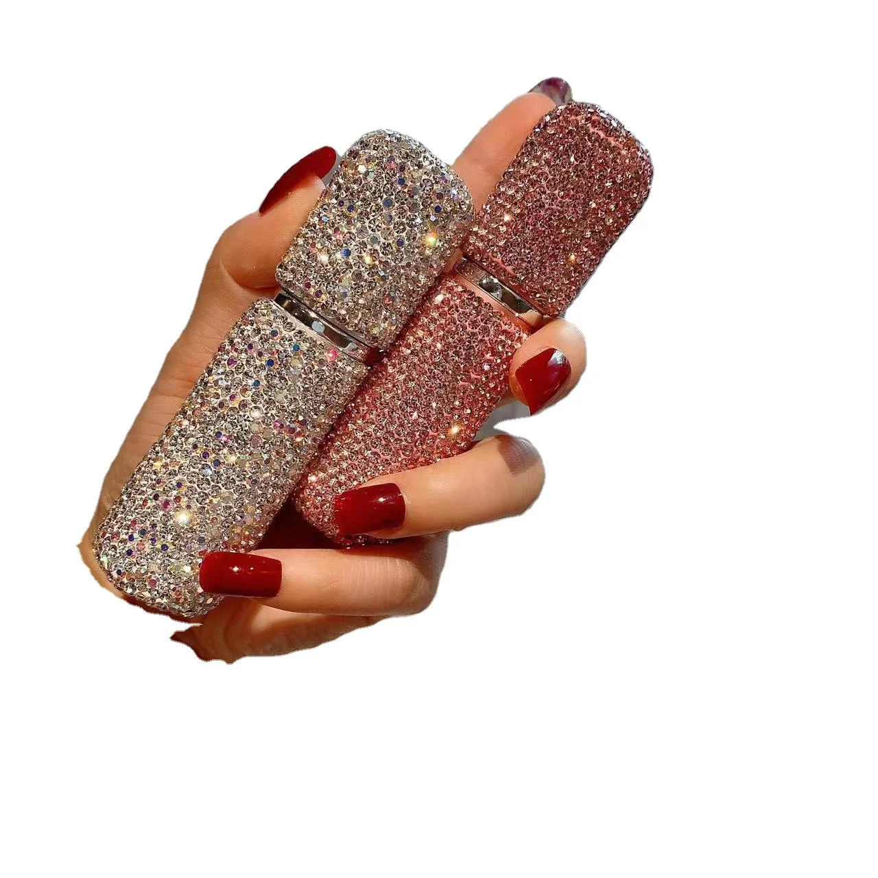 Bling Wholesale 10ml Perfume Glass Bottle Spray Fragrance Fancy Luxury Perfume Made By Rhinestone Cup Chain Colorful