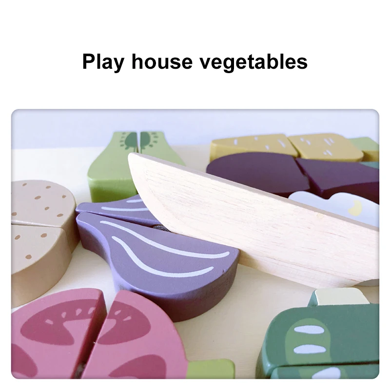 Toddler Jigsaw Cut Fruit Toy Wooden High-Quality Vegetable Cut Toy Kitchen Food Toys