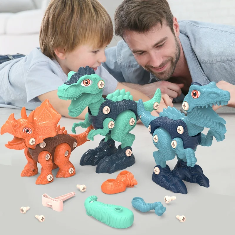 Dinosaur Toys Take Apart Dinosaur Toys for Kids STEM Construction Assemble Building Kids Toys with Electric Drill DIY