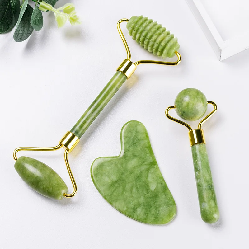 Jade Roller and Gua Sha Set Tool - 00% Real Natural Jade -Eye Treatment Products, Facial Roller for Skin, Eyes, Neck- Authentic