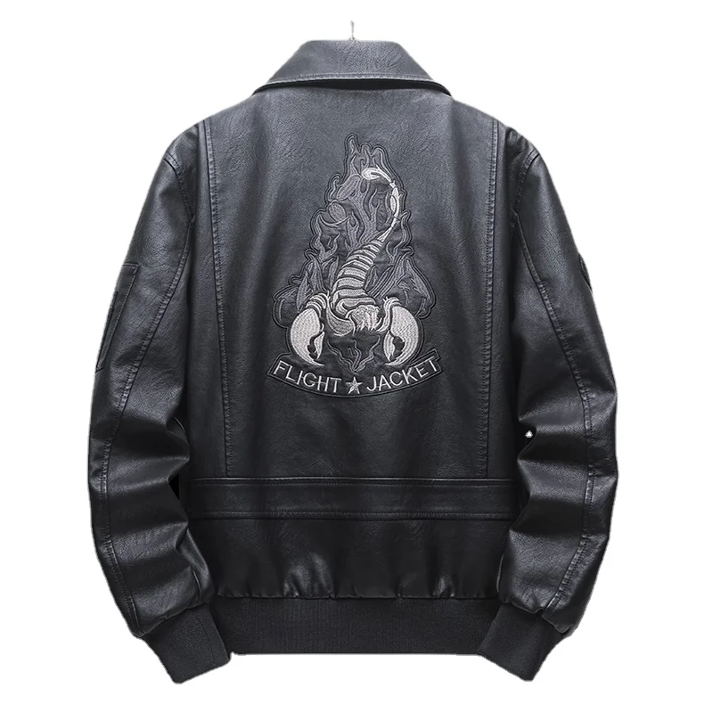 Custom Winter letterman bomber jacket King Scorpion embroider long sleeve Leather Jackets & Coats For Men