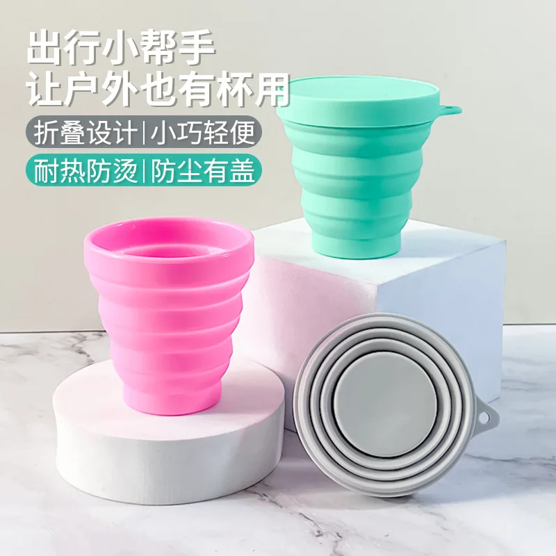 Colorful Silicone Folding Telescopic Custom Water Cup Travel Collapsible Silicone Coffee Mug Cup