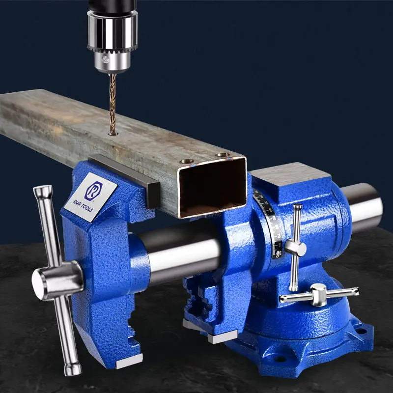 Heavy Duty Double Jaw Swivel Base woodworking table Bench Vise with AnvilClamp body clamp seat 360 degrees