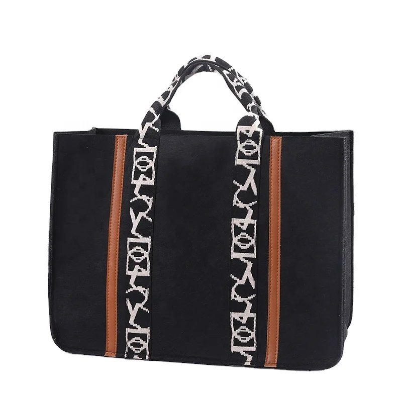 Factory Direct Sale Large Capacity Felt Tote Bag Cute Pure Color Handbag Girl Shopper Bag Simple Trend Beach Bag