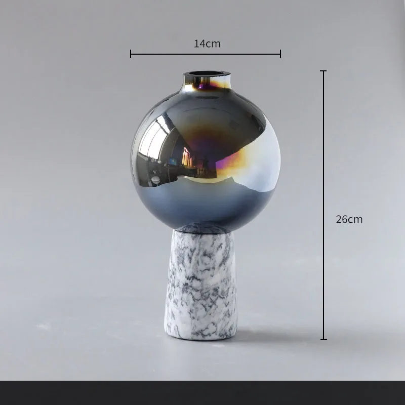 Light luxury marble flower vase and glass vase for home decoration