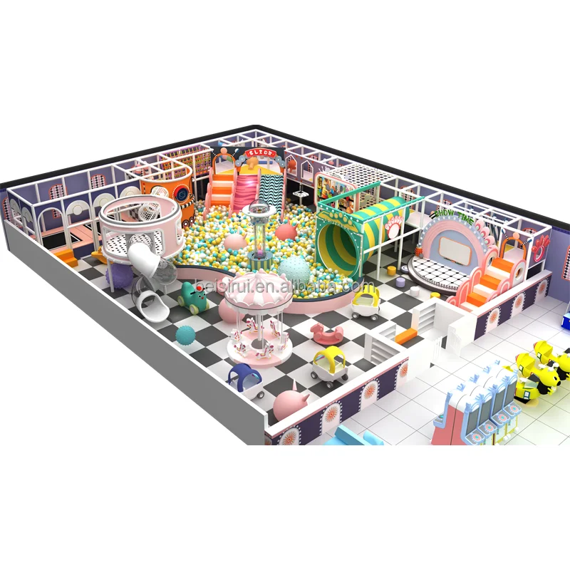 Children Indoor Playground Pretend Dreamland Theme Kids Play Area Indoor Playground Equipment Pastel Color Interactive Equipment