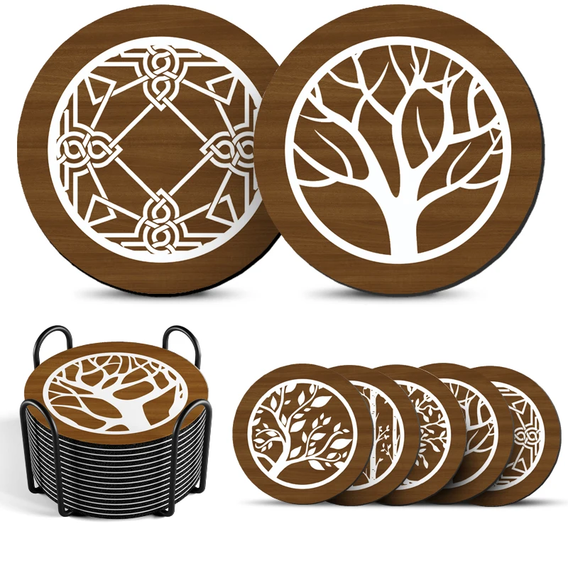 Pack of 6 Healthy living tree Waterproof eco friendly custom table coasters Non-Slip Place Mat Diatomite Placemat