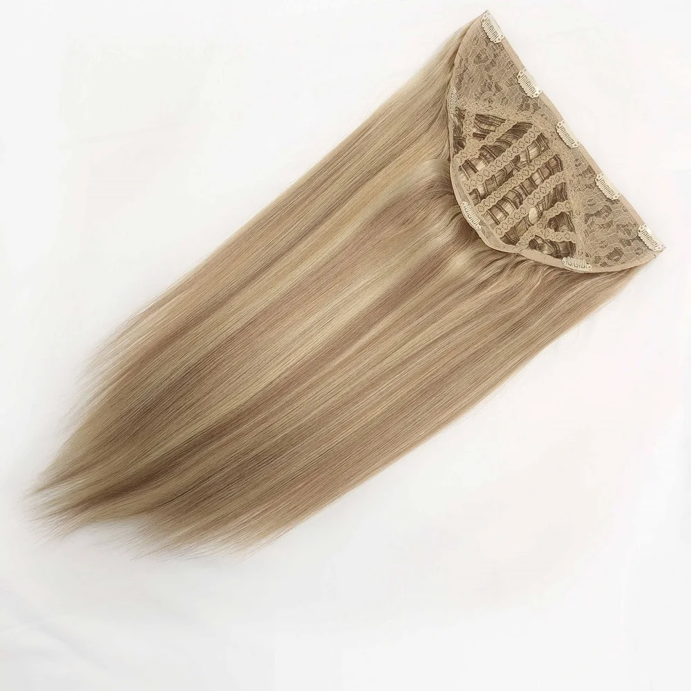 Luxury Top Quality Wholesale Double Drawn Remy Human Hair Extension Balayage Color Stick Clip In Half Wig