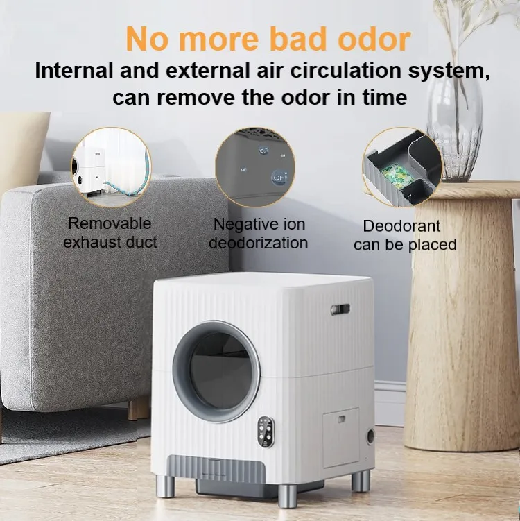 Wholesale Large Automatic Self Cleaning Cat Litter Boxes with App Control and Weight Sensor
