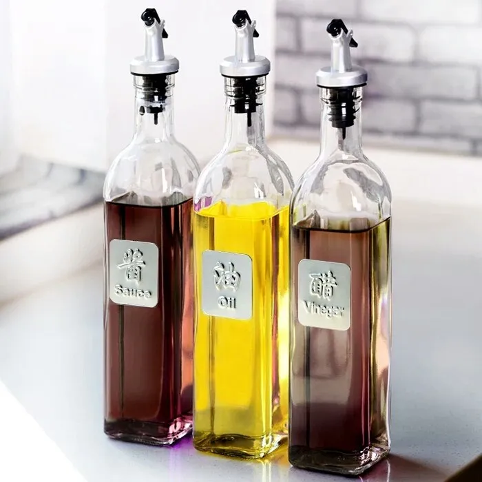 Wholesale Soy Sauce Olive Oil Glass Bottle Custom Square 250 ml Empty Frosted Cooking Oil Glass Bottle With Dropper