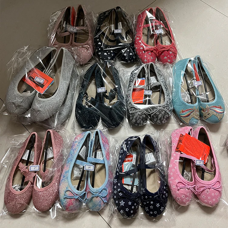 Wholesale shoes stock round toe cute kids casual shoes girls flat ballerinas footwear children school dress shoes for kid