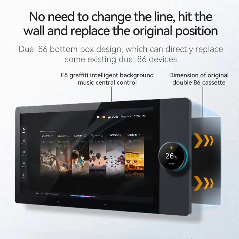 8 inch smart home wifi zigbee gateway background music amplifier with big LCD alexa voice control smart life app