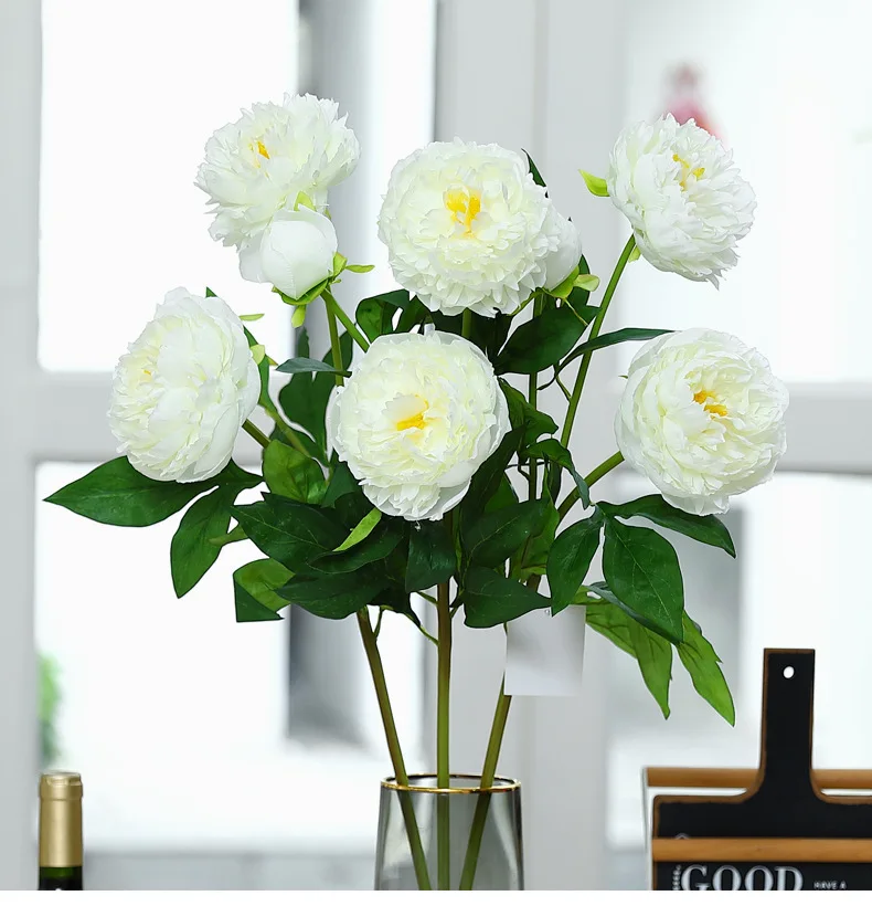 wholesale faux artificial 3 heads peony silk flower bulk peonies bunches for wedding home party decoration