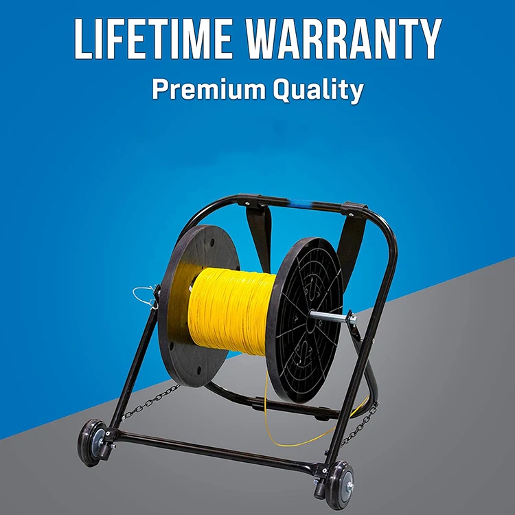 JH-Mech Custom Convenient Easy to Move With Wheels and Pull Strap Black Sturdy Tubular Steel Cable Roller Stand Customized