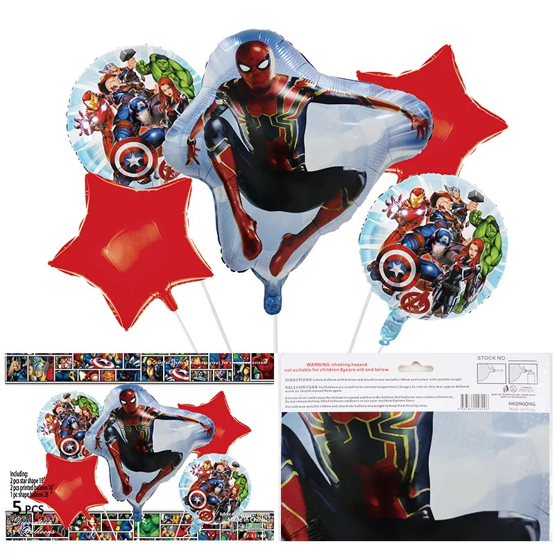 5 Sets Of Superheros Foil Balloons For Boy Girl Kids Birthday Party Supplies Decoration