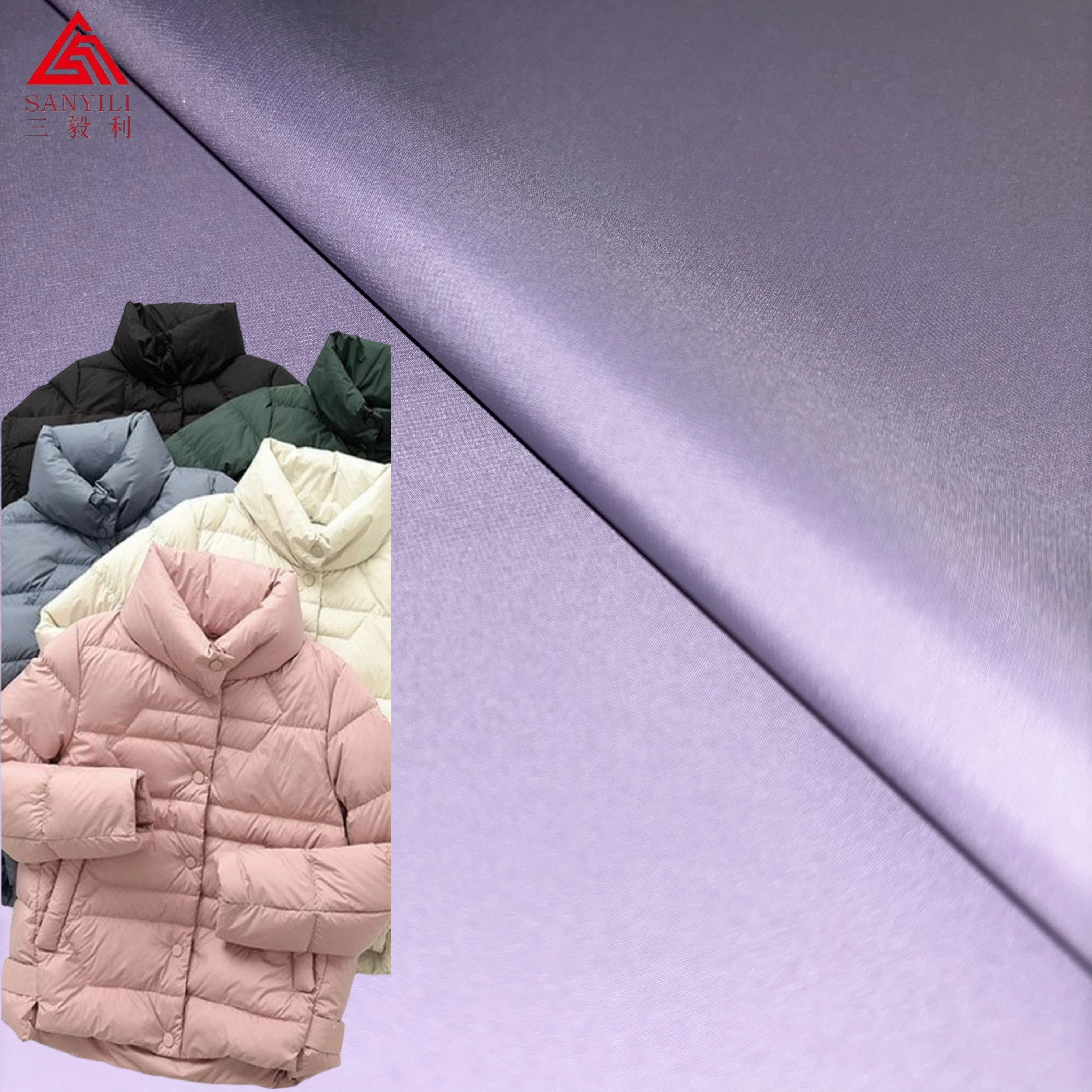 400T polyester nylon interwoven fabric 2 layer waterproof breathable laminated fabric light weight for clothing